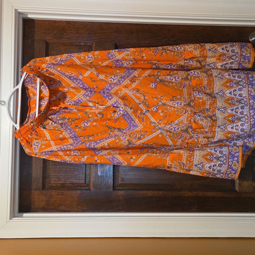 Bohemian Skirt Orange Paisley Boho Maxi Skirt